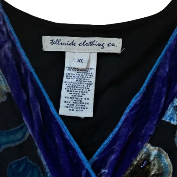 Telluride Clothing Co. Burnt velvet jewel coloured silk blend tank tunic top - Picture 4 of 16